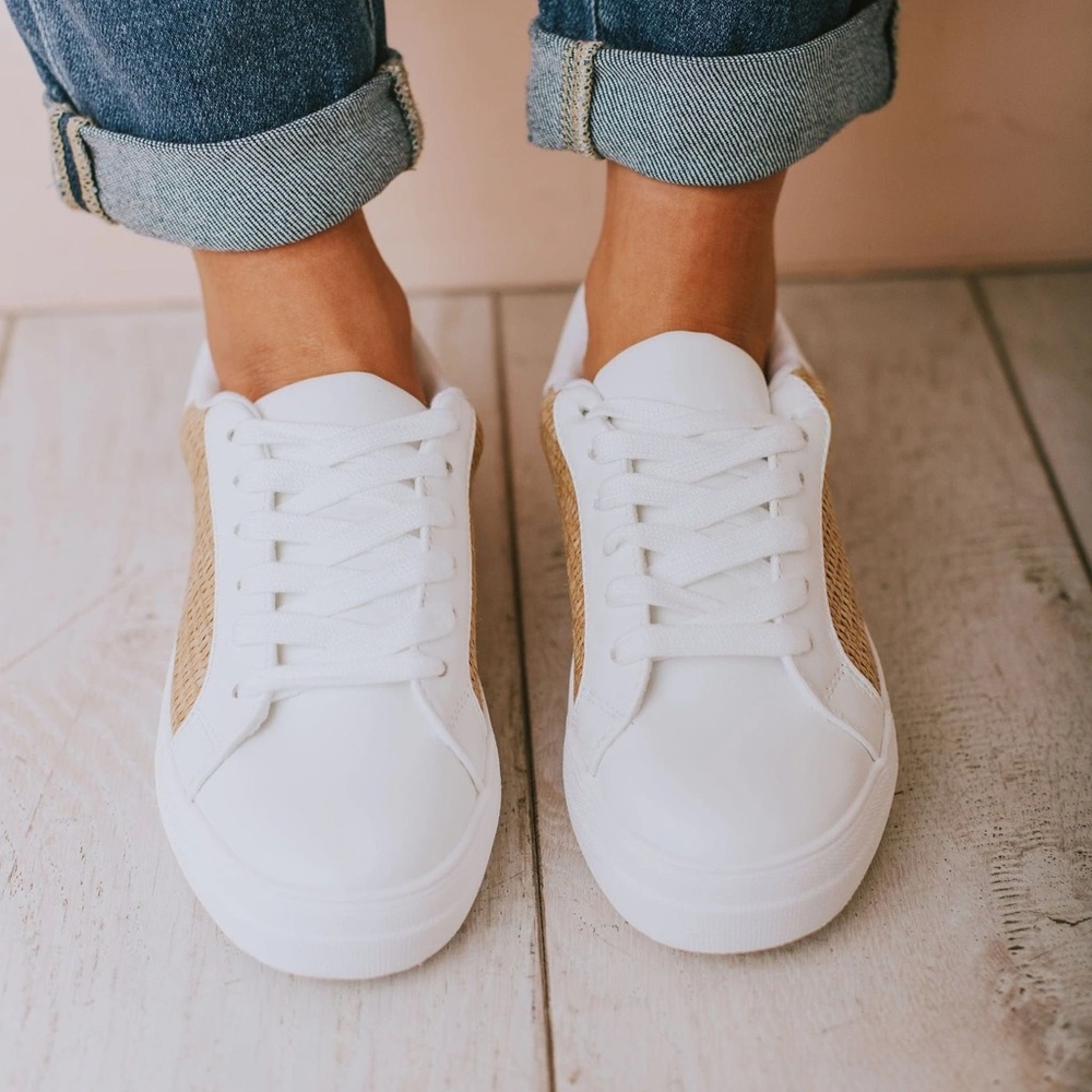Raffia lace up sneaker with memory foam insert - Picture 3 of 5